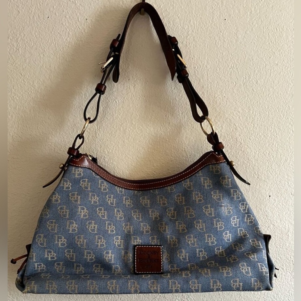 Dooney & Bourke Hobo Denim Monogram Shoulder Bag